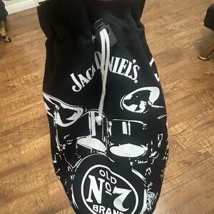 Jack Daniels Black and White Drawstring Bag with back strap for over shoulder